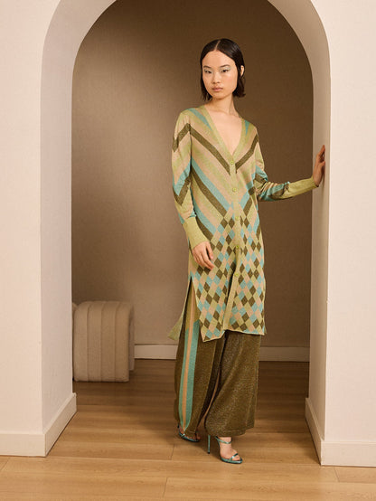 Pantalón lurex kaki