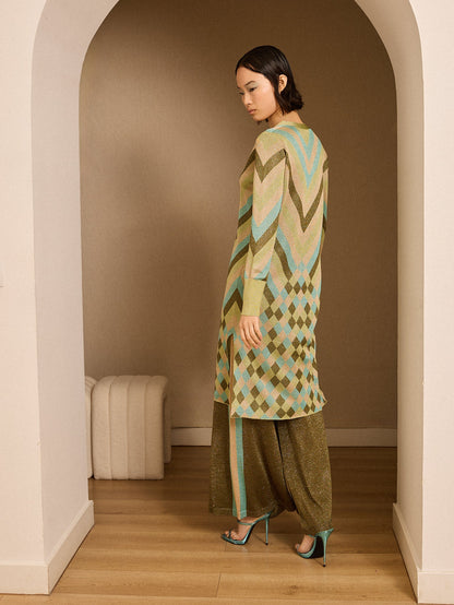 Chaqueta de lurex estampado verde