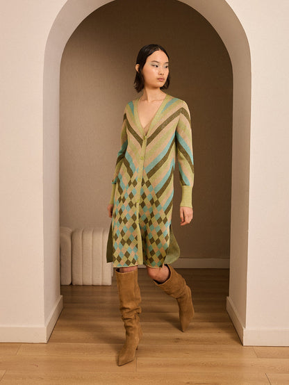 Chaqueta de lurex estampado verde