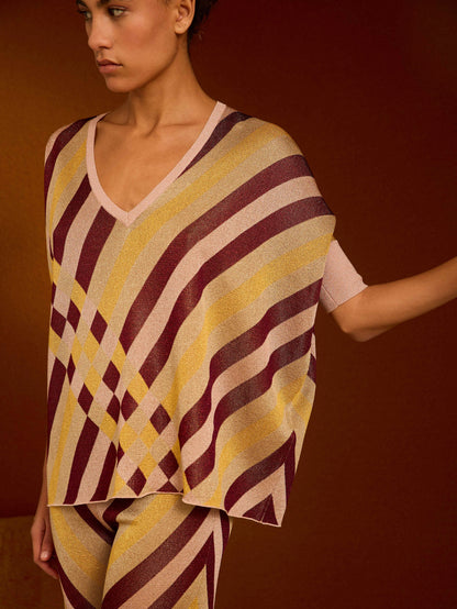 Jersey de lurex estampado granate