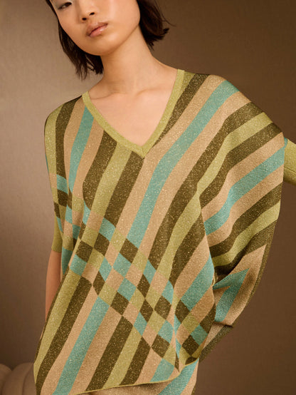 Jersey de lurex estampado verde