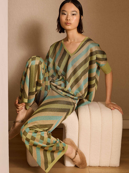 Jersey de lurex estampado verde