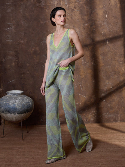 Pantalón lurex multicolor verde