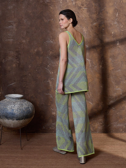Pantalón lurex multicolor verde