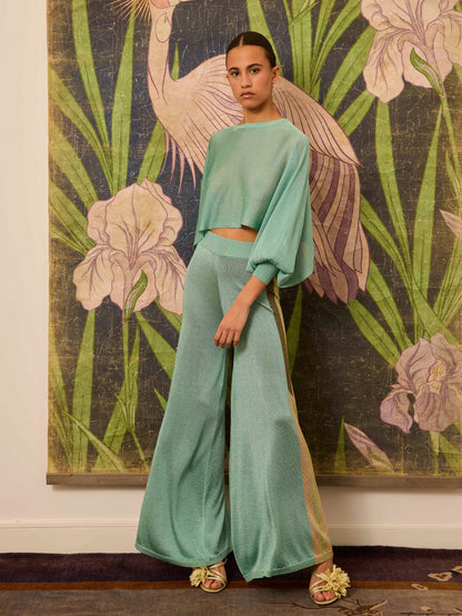 Pantalón lurex turquesa