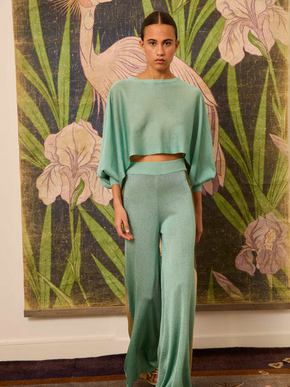 Pantalón lurex turquesa