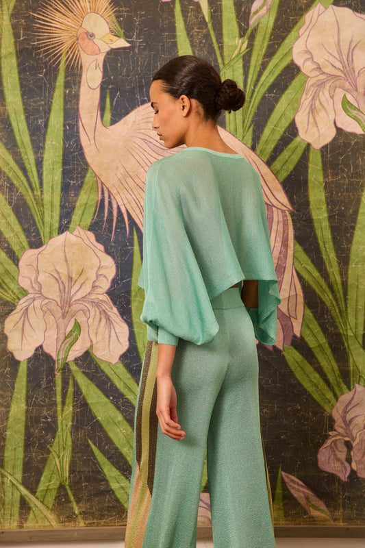 Poncho de lurex turquesa