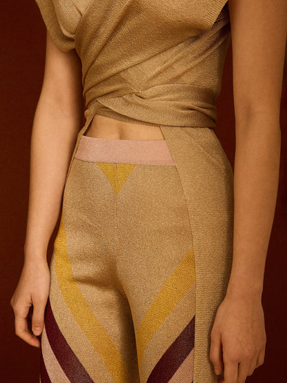 Pantalón de lurex estampado granate