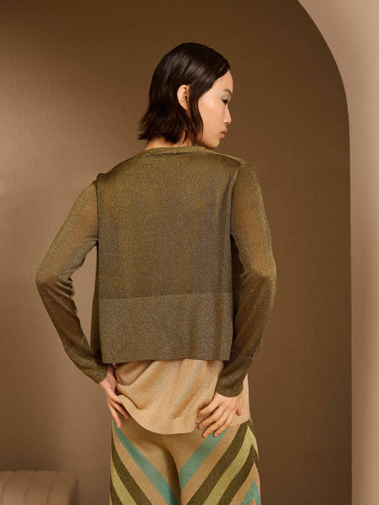 Chaqueta de lurex corta kaki