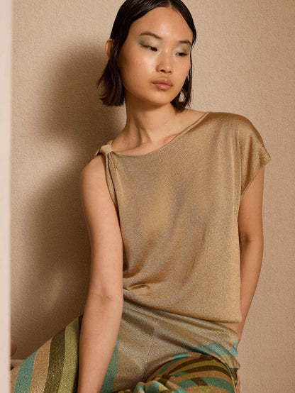 Jersey dorado de lurex asimétrico