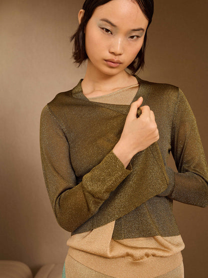 Chaqueta de lurex corta kaki