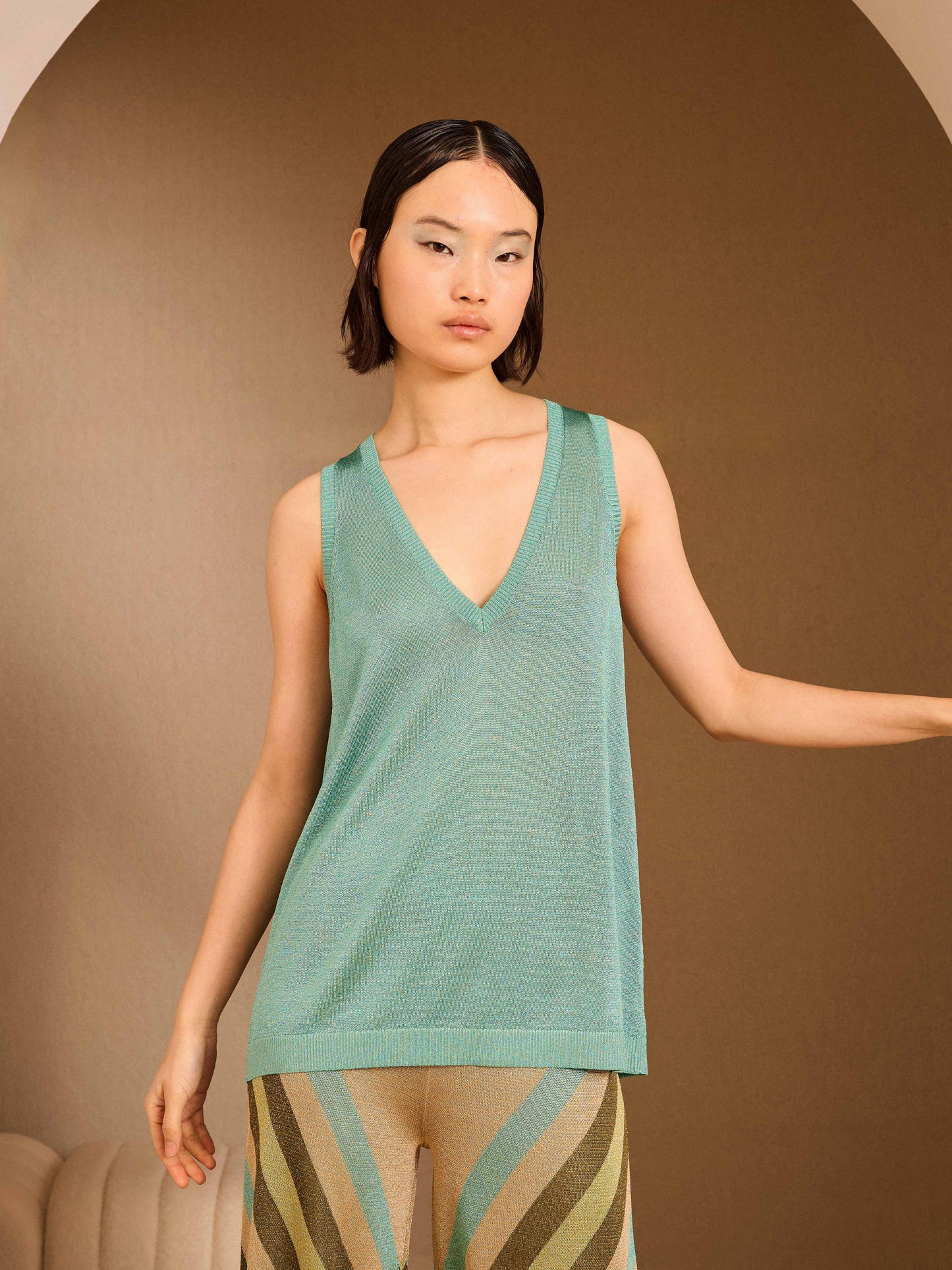 Jersey pico de lurex turquesa