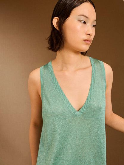 Jersey pico de lurex turquesa