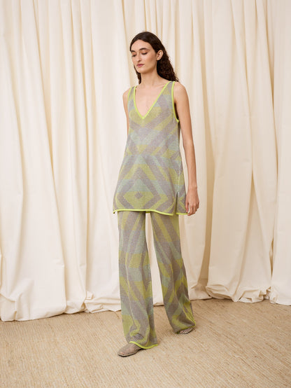 Top lurex multicolor verde