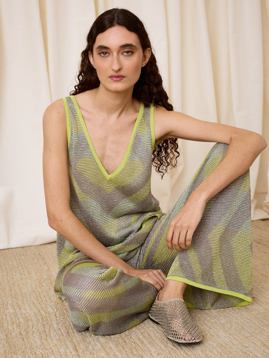 Pantalón lurex multicolor verde