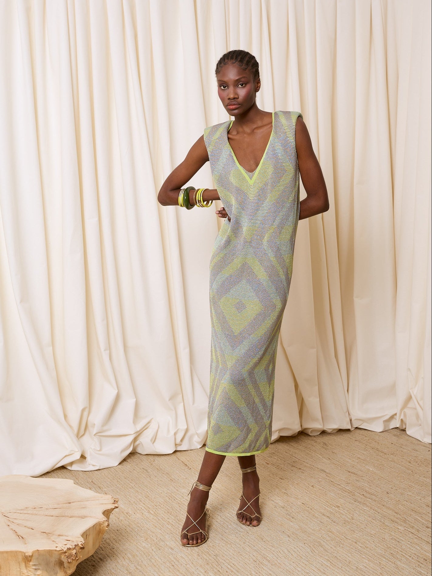 Vestido lurex multicolor verde