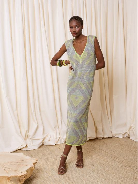 Vestido lurex multicolor verde