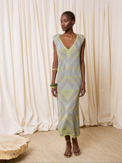 Vestido lurex multicolor verde