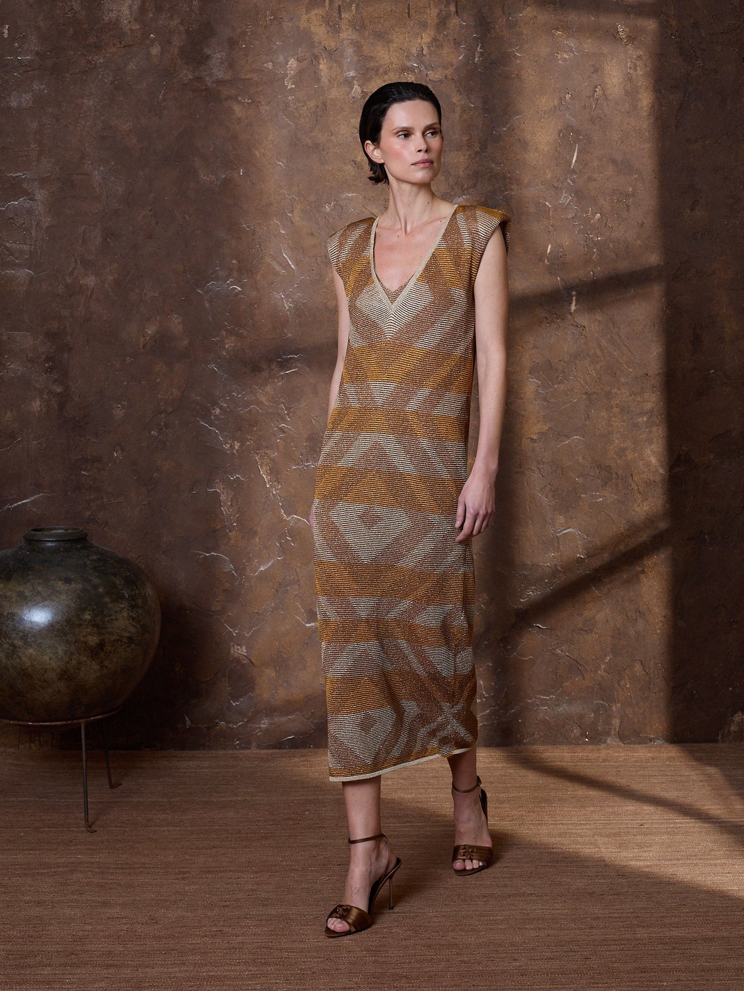 Vestido lurex multicolor dorado
