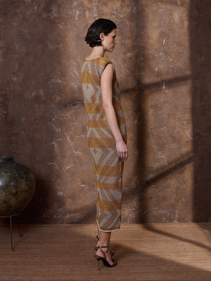 Vestido lurex multicolor dorado