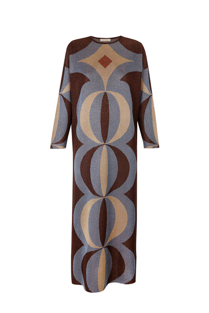 Vestido de jacquard en lurex azul