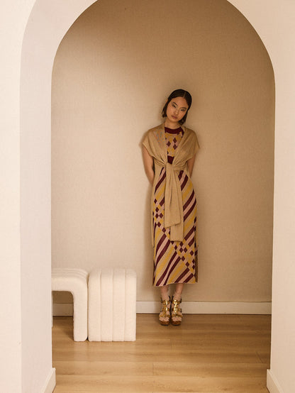 Chaqueta dorada de lurex larga