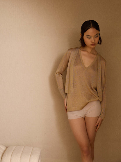 Chaqueta dorada de lurex corta