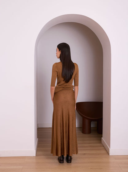 Falda de lurex color cobre