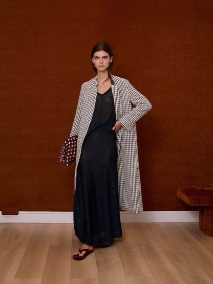 Abrigo cuadros marfil