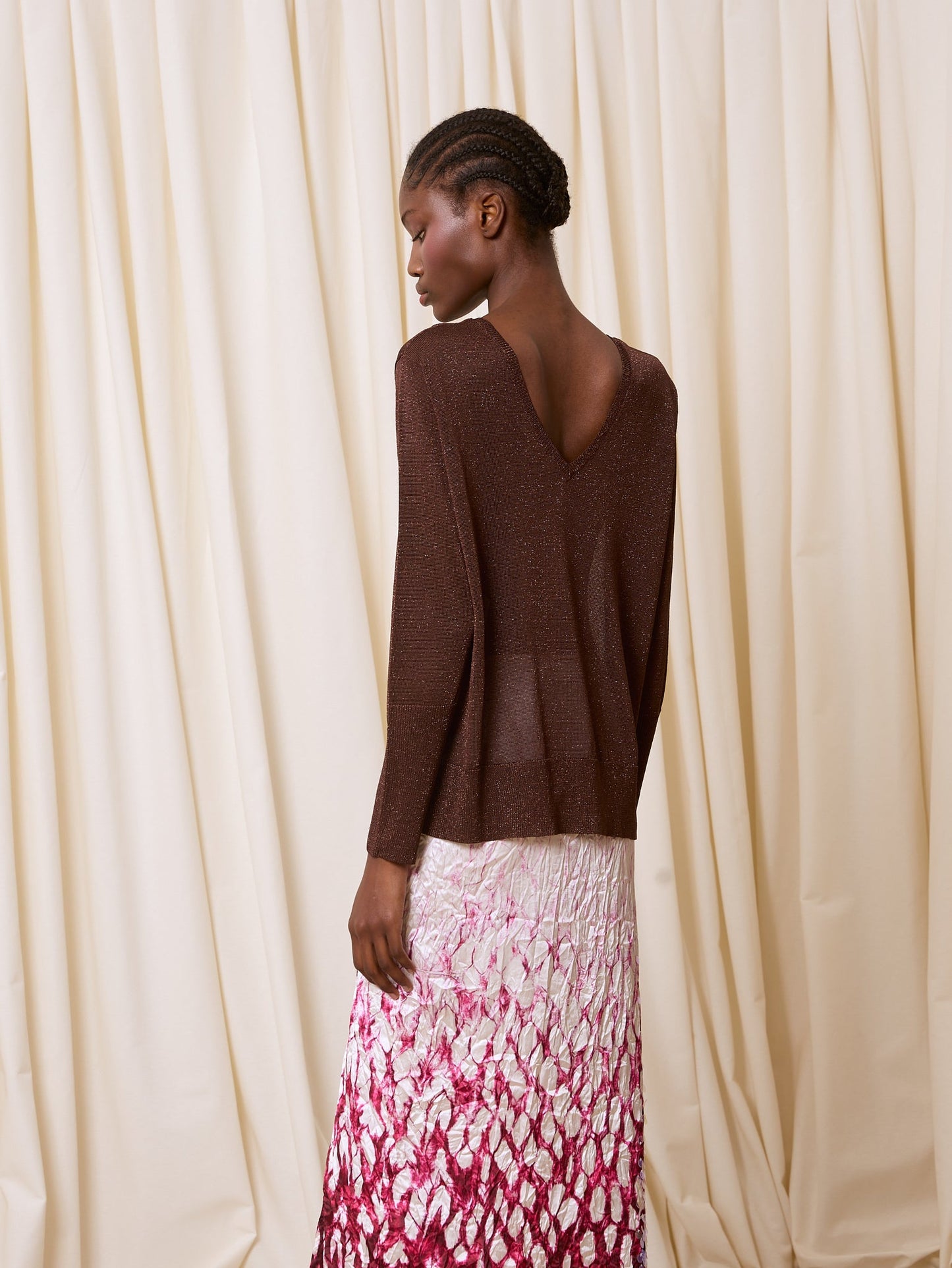 Jersey doble pico lurex chocolate