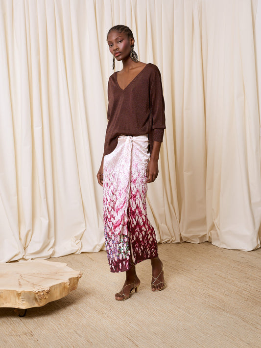 Falda con lentejuelas berenjena