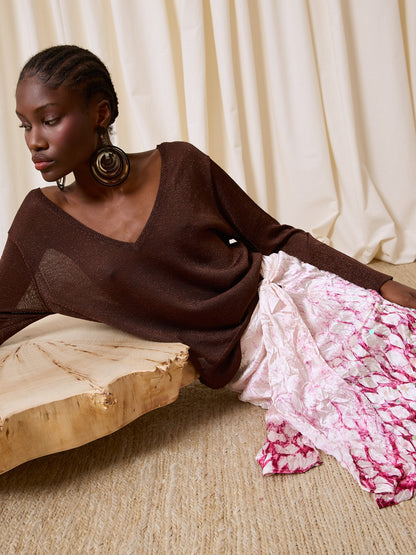 Jersey doble pico lurex chocolate
