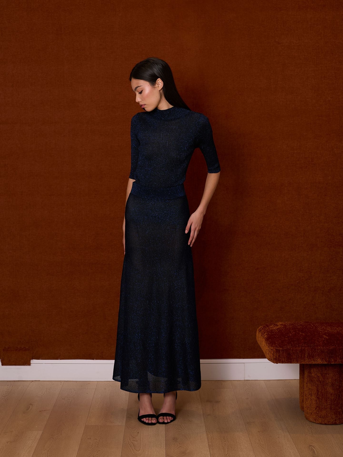 Falda de lurex color noche