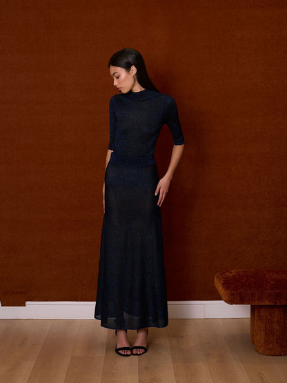 Falda de lurex color noche