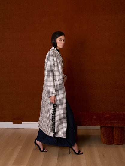 Abrigo cuadros marfil