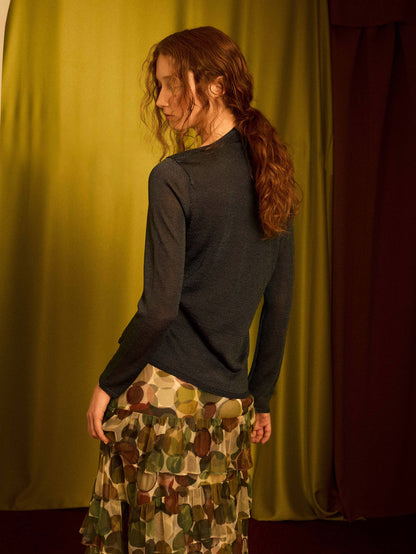 Jersey cuello asimétrico color plomo