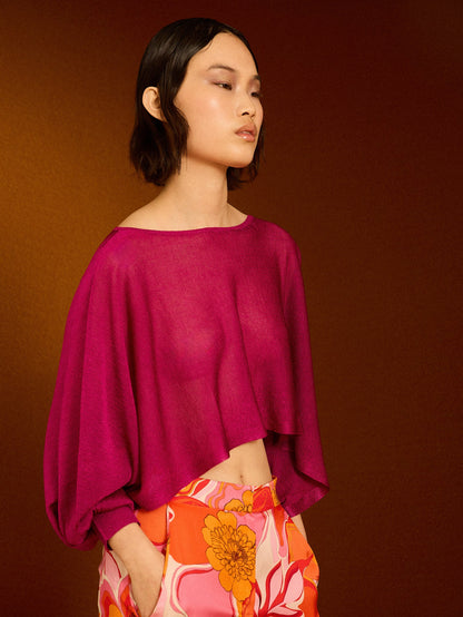 Poncho fucsia de lurex