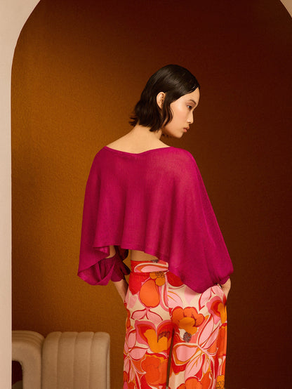 Poncho fucsia de lurex