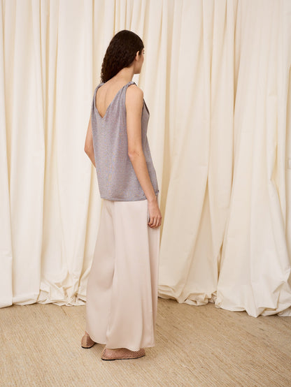 Top de lurex escote pico plata