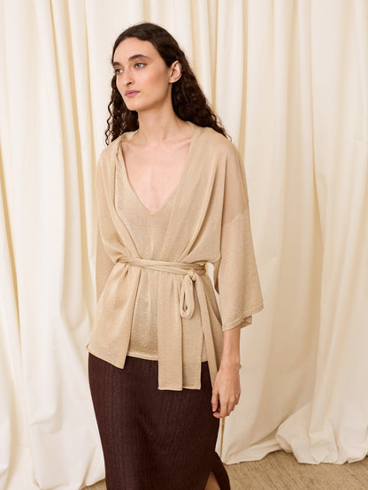 Top de lurex escote pico dorado