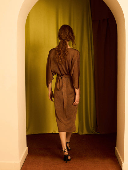 Vestido lurex cobre