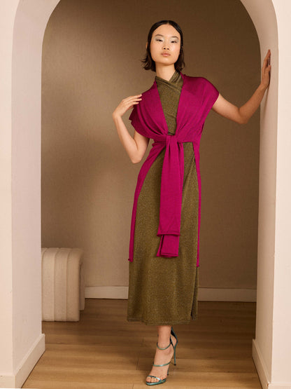 Chaqueta larga de lurex fucisa