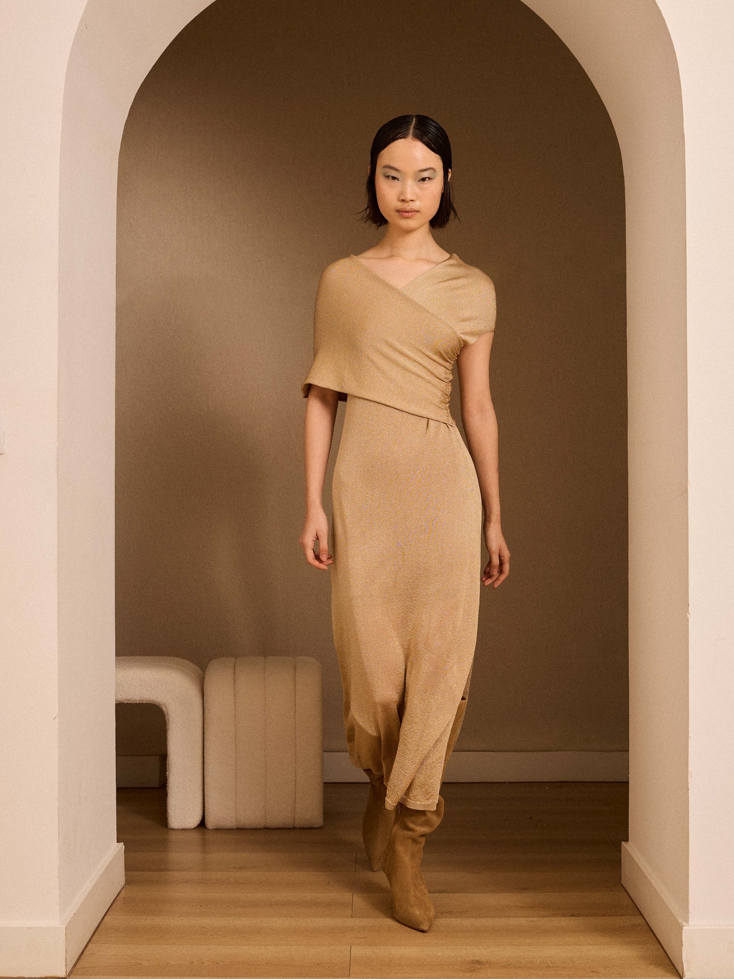 Vestido dorado de lurex