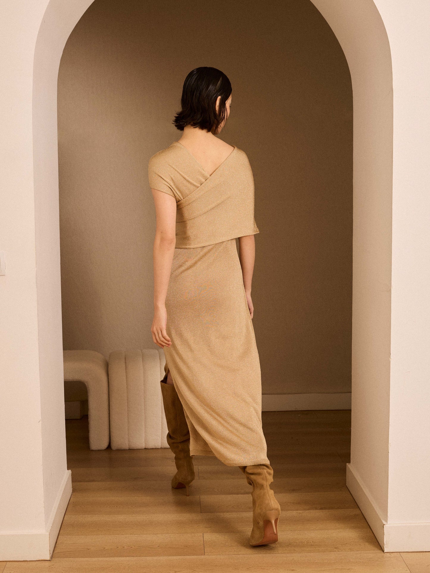 Vestido dorado de lurex