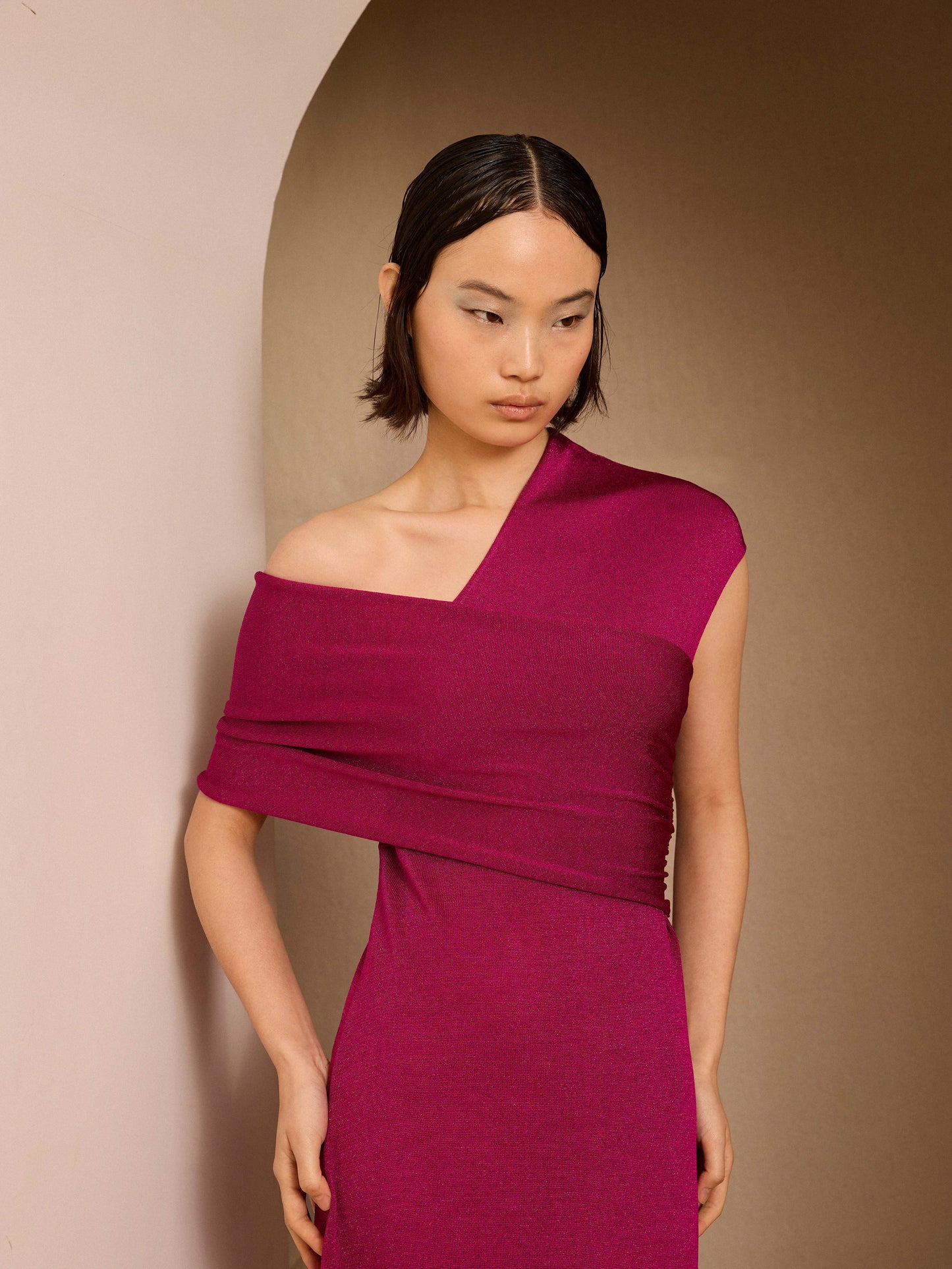 Vestido fucsia de lurex