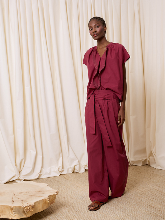 Blusa popelín ciruela