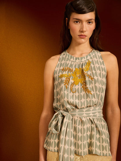 Blusa grangos café celeste