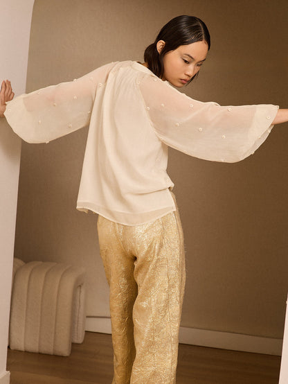 Blusa con apliques marfil