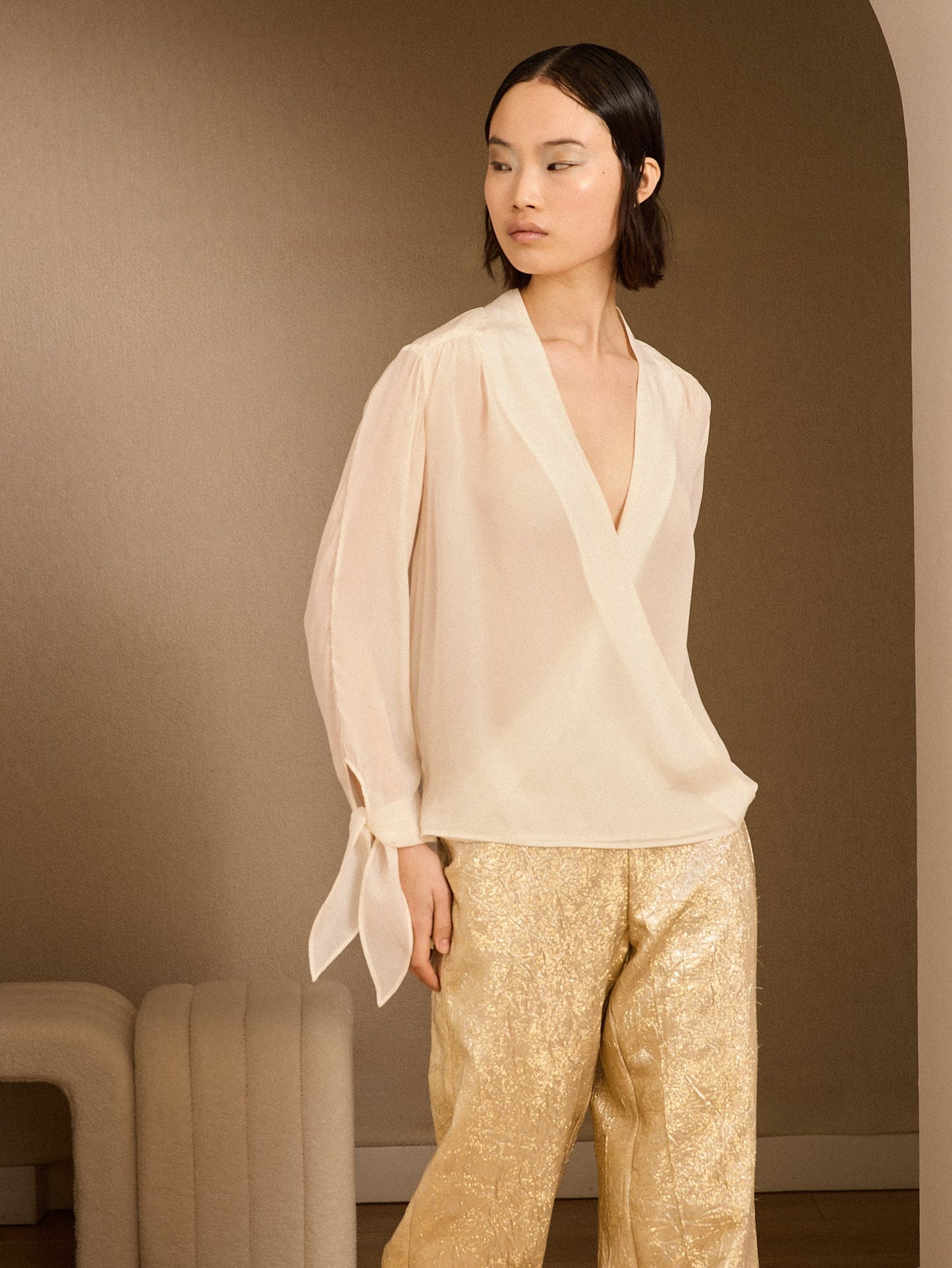 Blusa cruzada marfil