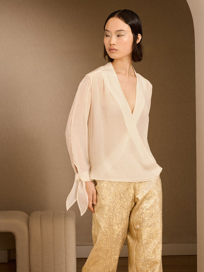 Blusa cruzada marfil